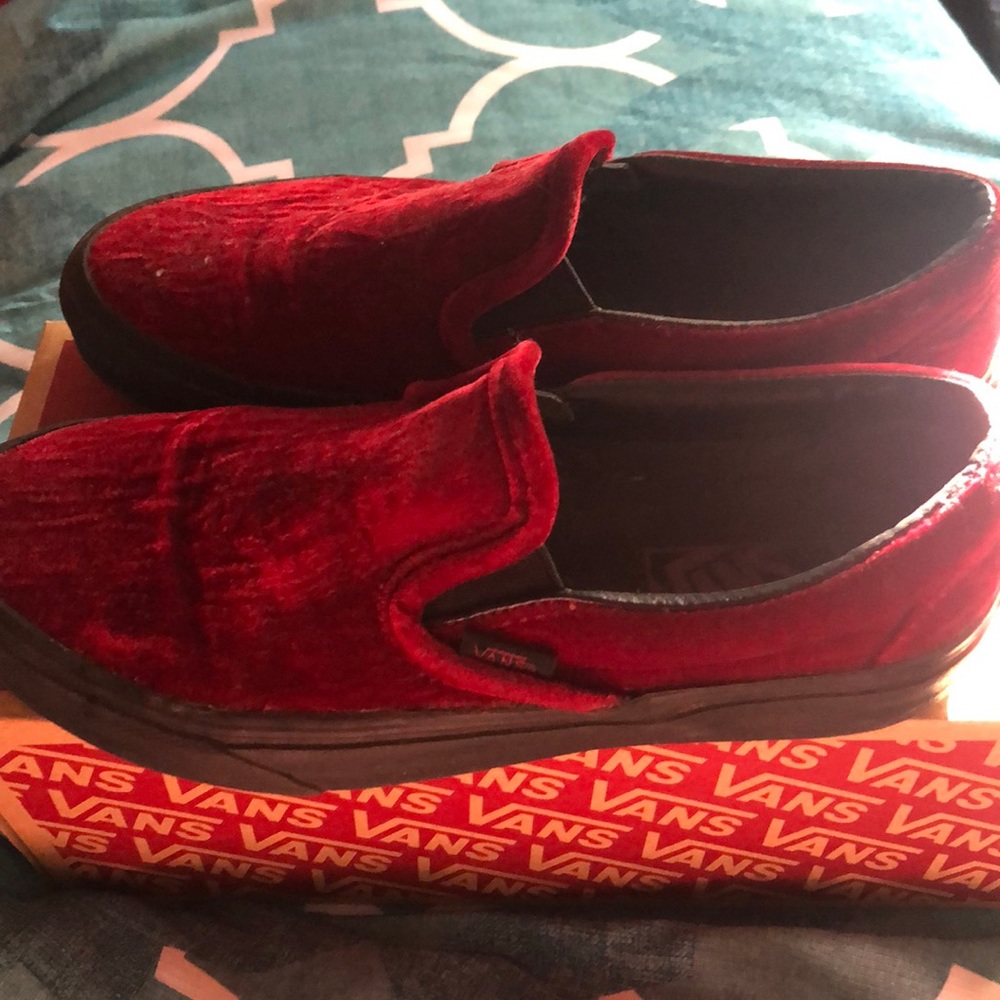 Red and Black Velvet Vans